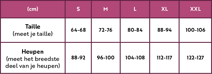 Evita size chart